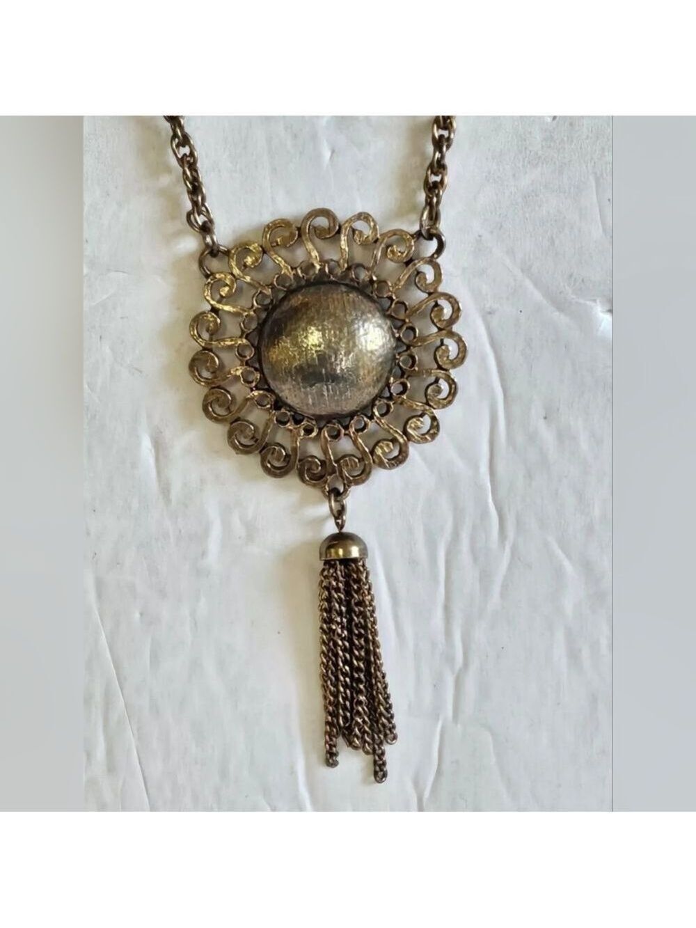 Vintage Signed Glenn Mitchell Gold  Tone 23" Pendant Chain Necklace